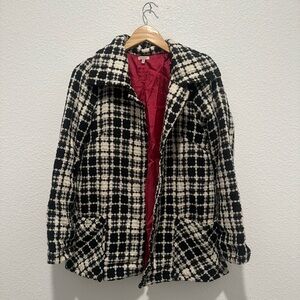 Plaid Black and White Women's Coat